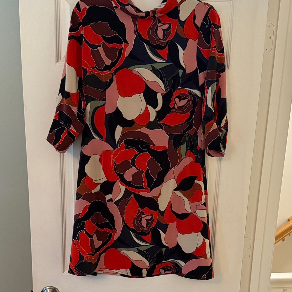 Floral Print Dress - Red and Black